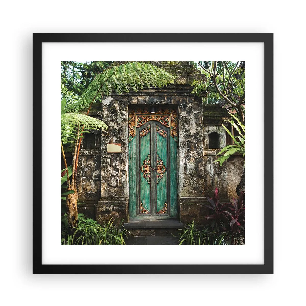 Póster en marco negro - Una puerta a un mundo exótico - 40x40 cm