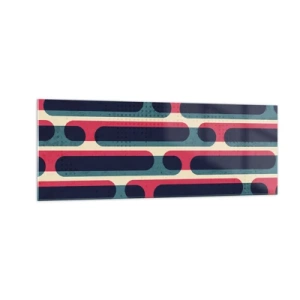 Cuadro sobre vidrio - Impresiones sobre Vidrio - Patrón geométrico retro con colores pastel. - 140x50cm - Profundidad y relieve - Decoración de pared moderna para salón y dormitorio ARTTOR