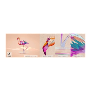 Muestra de fotomural Premium Canvas - Pájaro de las buenas emociones - Flamenco, Pájaro, Abstracción - 100x30 cm