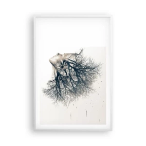 Póster en marco blanco - Escuchando el susurro de un árbol - 61x91 cm