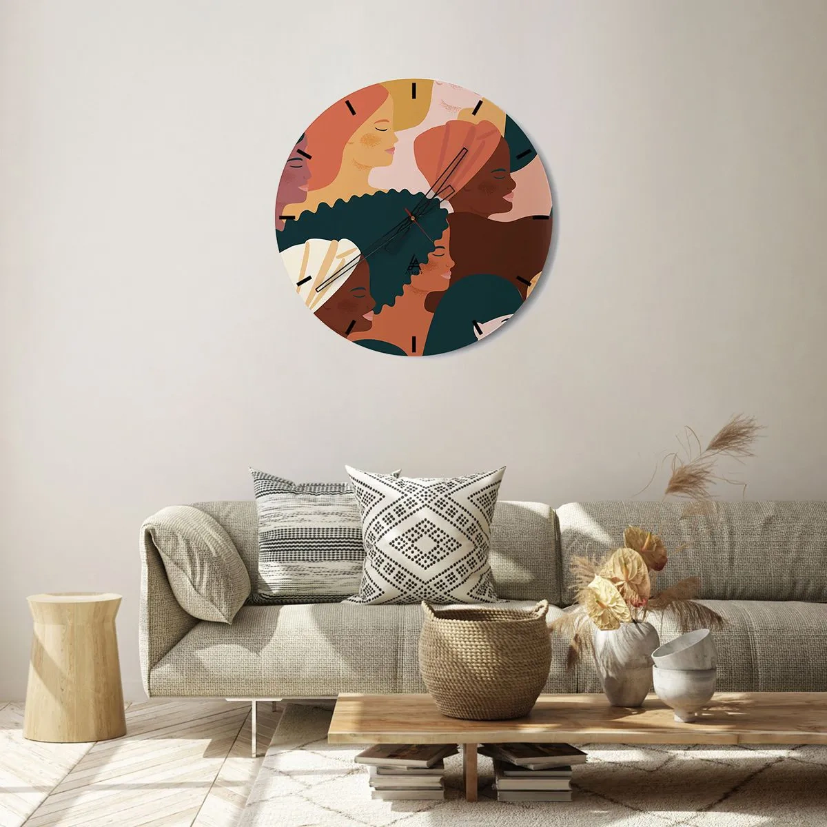 Reloj de pared - Reloj de vidrio - La feminidad - 30x30 cm