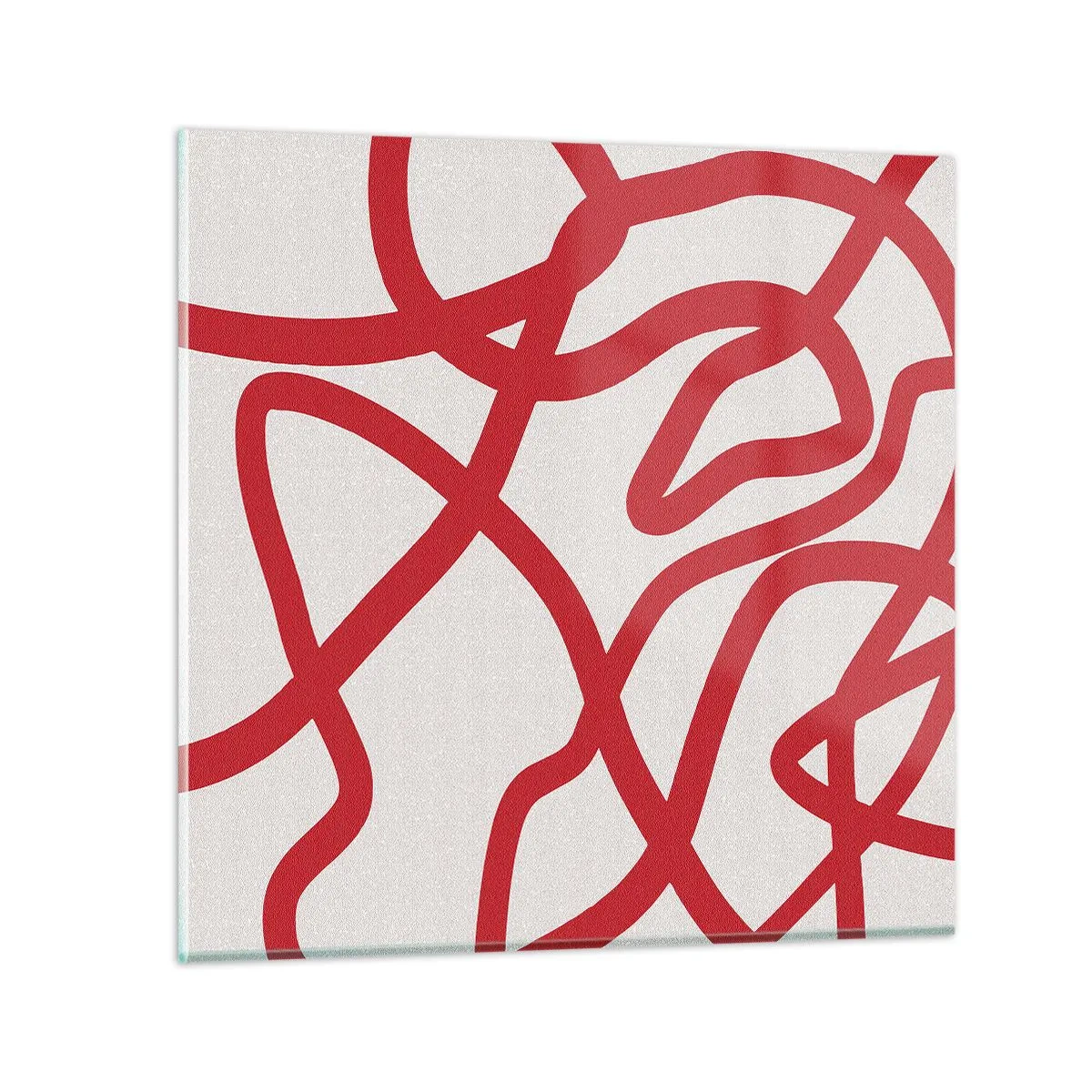 Cuadro sobre vidrio - Impresiones sobre Vidrio - Rojo sobre blanco - 40x40 cm