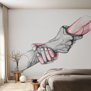 Fotomural Premium Canvas - Manos artísticas abrazándose en un estilo minimalista. - 100x70cm - Estás en buenas manos - Decoración de pared moderna para salón y dormitorio ARTTOR