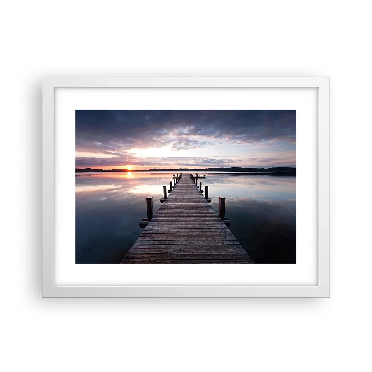 Póster en marco blanco - Frontera silenciosa del día y la noche - 40x30 cm