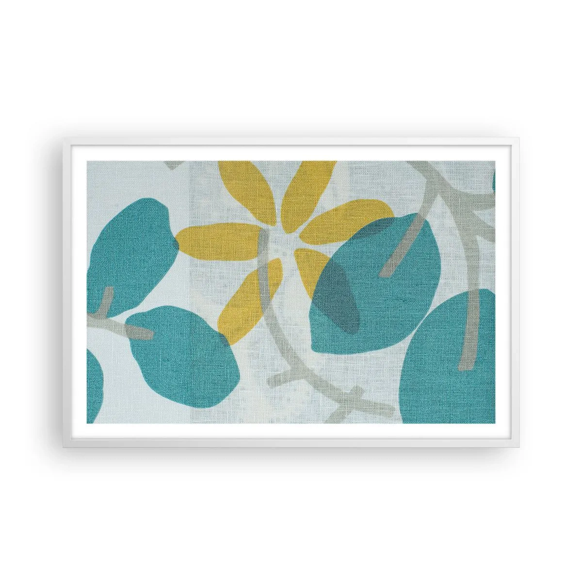 Póster en marco blanco - Entre hojas azules - 91x61 cm
