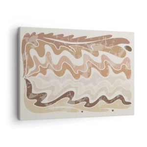 Cuadro sobre lienzo - Impresión de Imagen - Líneas abstractas onduladas en tonos beige - 70x50cm - Buena energía - buenas emociones - Decoración de pared moderna para salón y dormitorio ARTTOR
