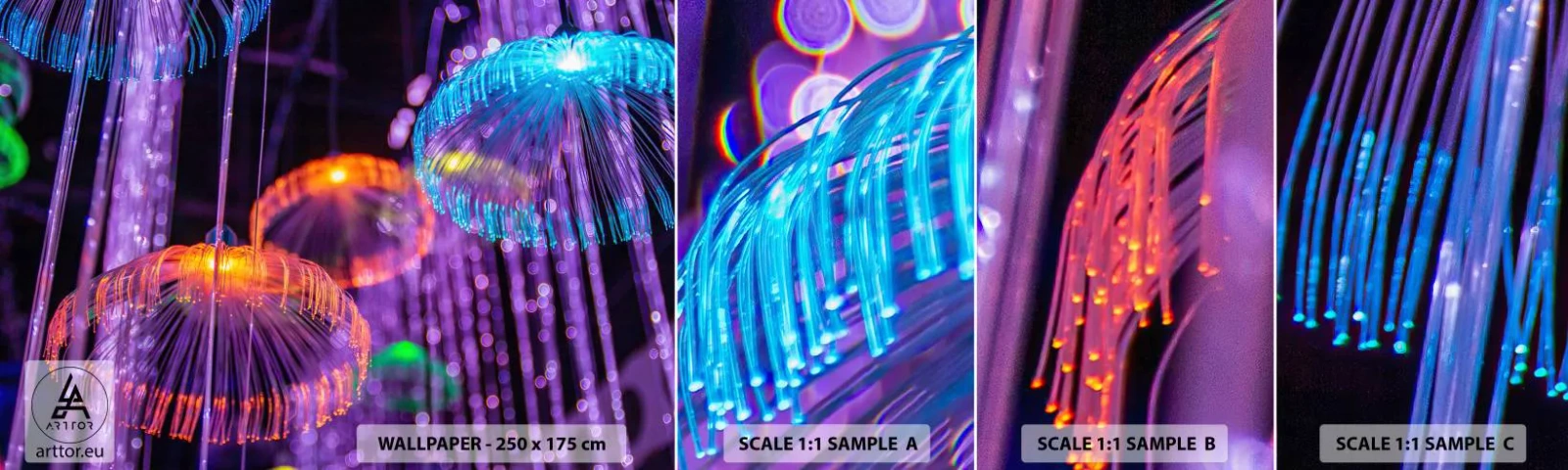 Muestra de fotomural autoadhesivo Deluxe Sticker - Fuente luminosa - Neón, Luces, Luminancia - 100x30 cm