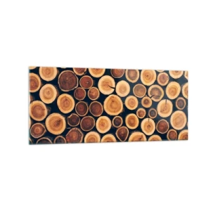 Cuadro sobre vidrio - Impresiones sobre Vidrio - Patrón elaborado a partir de secciones transversales de troncos de madera. - 120x50cm - ¿Qué edad tengo? - Decoración de pared moderna para salón y dormitorio ARTTOR