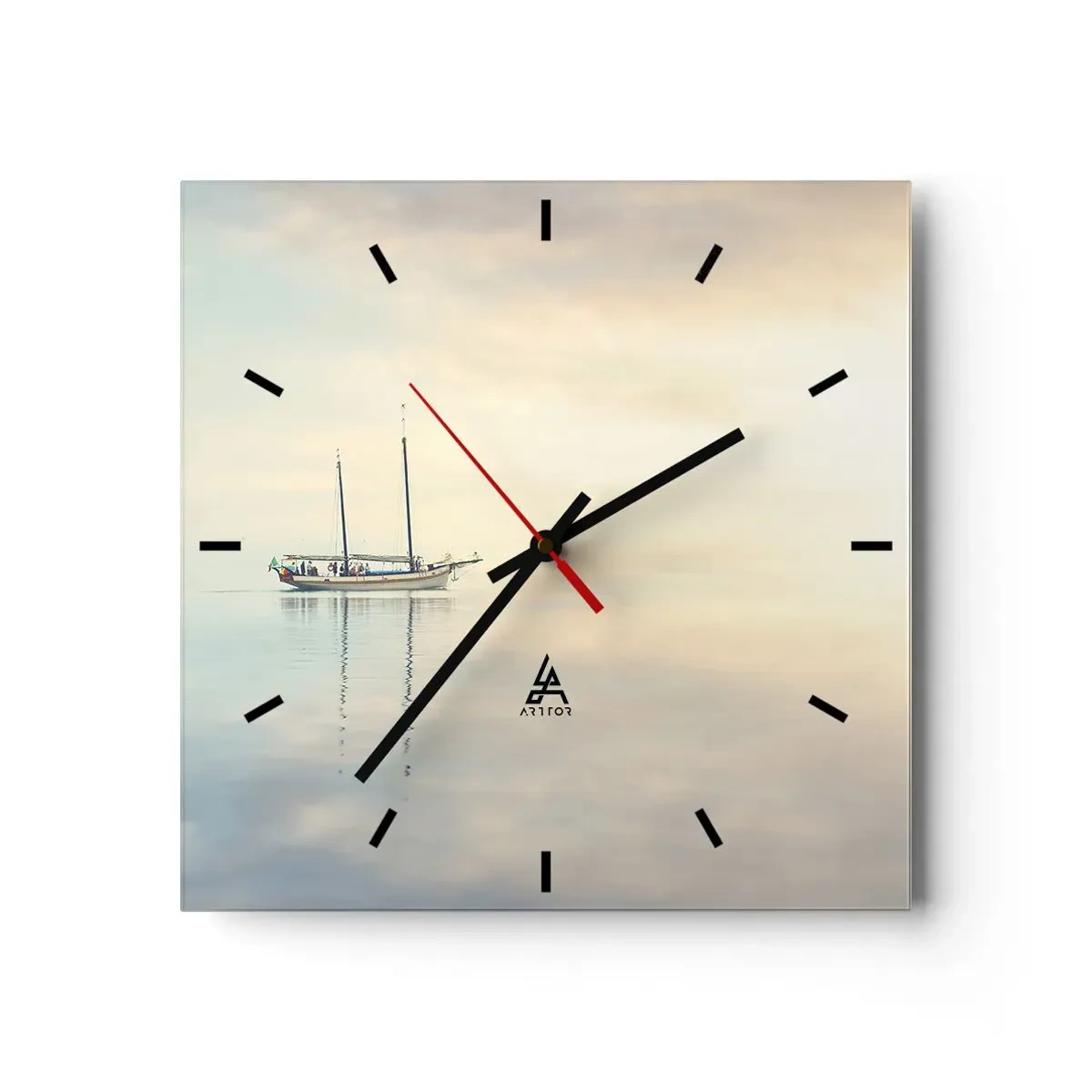 Reloj de pared - Reloj de vidrio - En un mar de silencio - 40x40 cm