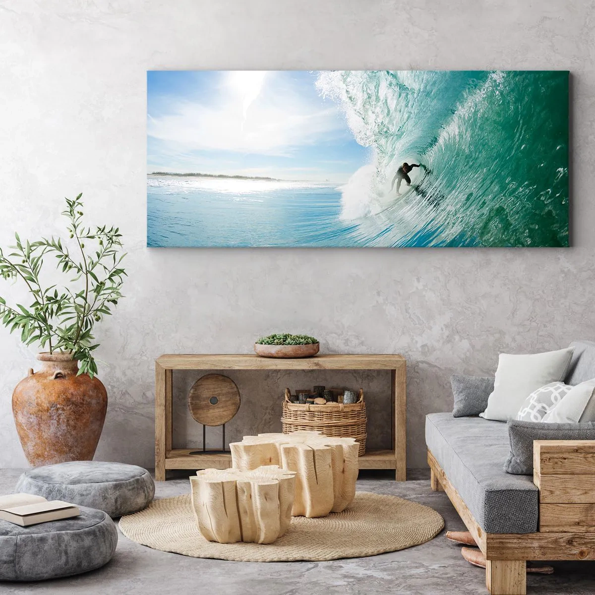 Cuadro sobre lienzo - Impresión de Imagen - Siempre en la ola - 100x40 cm