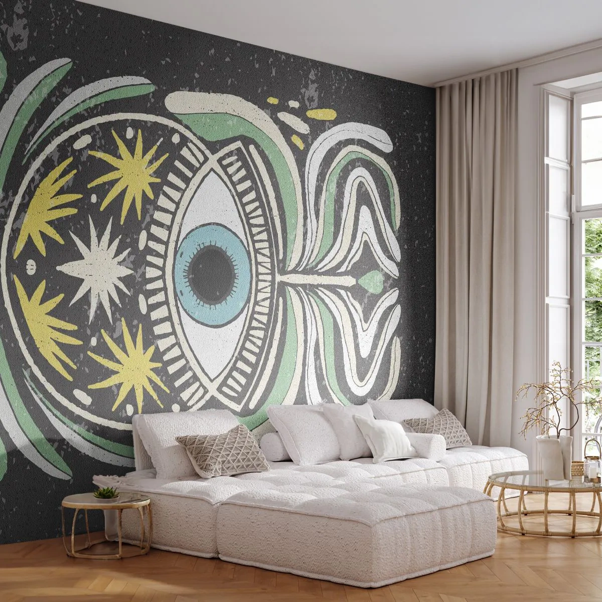 Fotomural Premium Canvas - Rituales tribales - bohemia, Ojo, Pastel - 150x105 cm