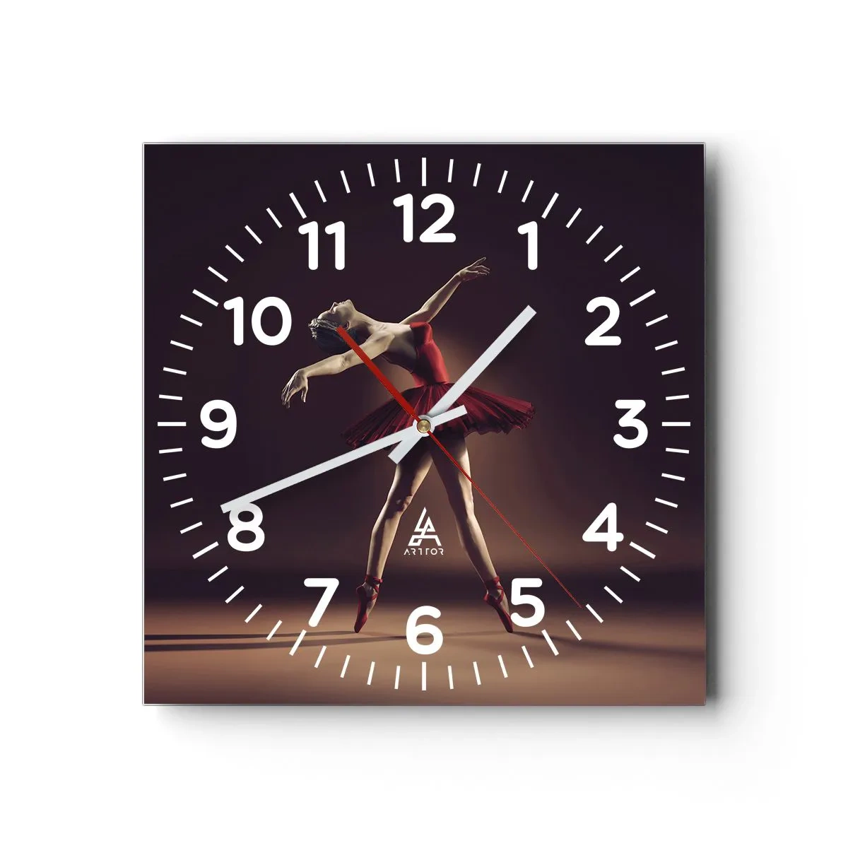 Reloj de pared - Reloj de vidrio - Primera bailarina - 40x40 cm
