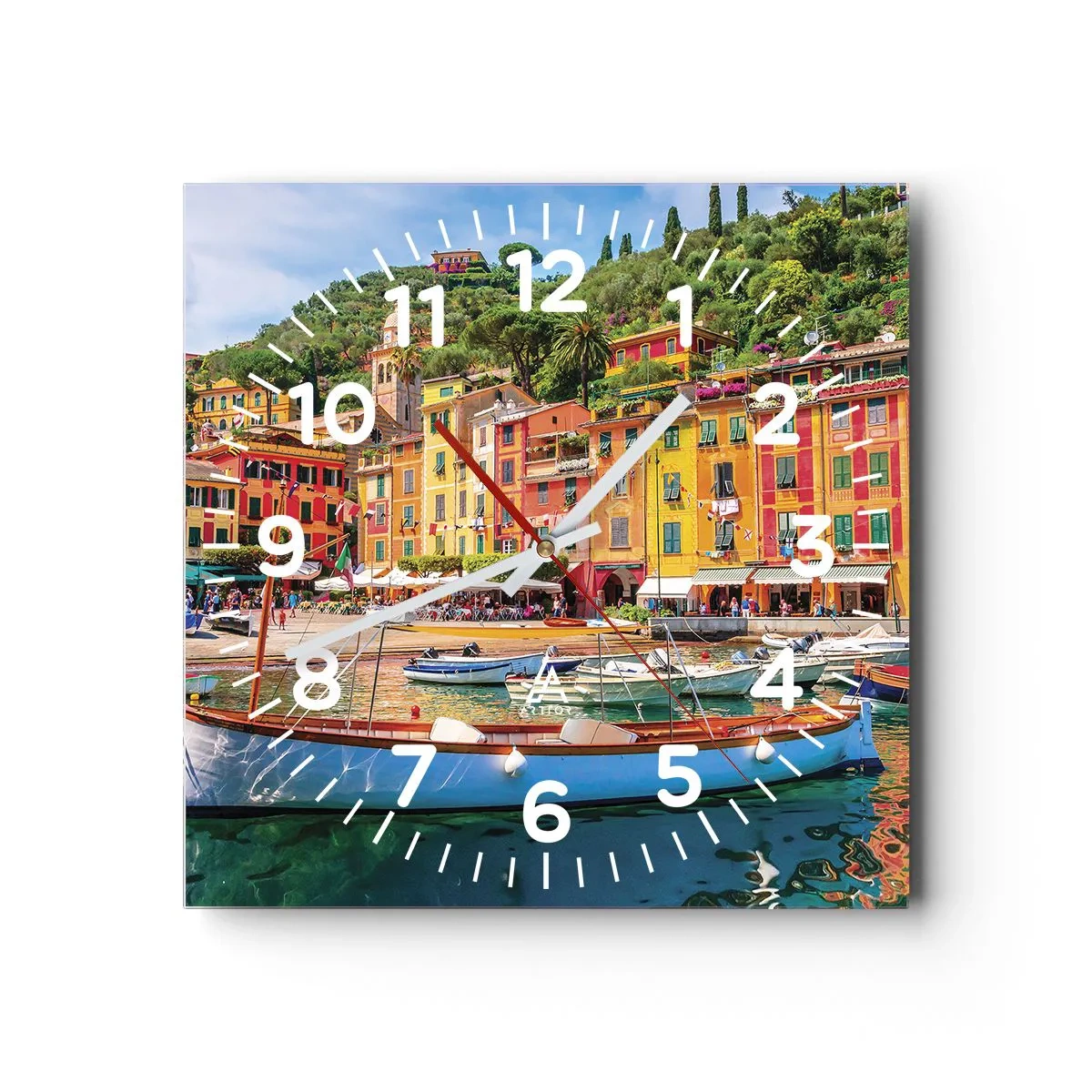 Reloj de pared - Reloj de vidrio - Mañanas italianas - 40x40 cm