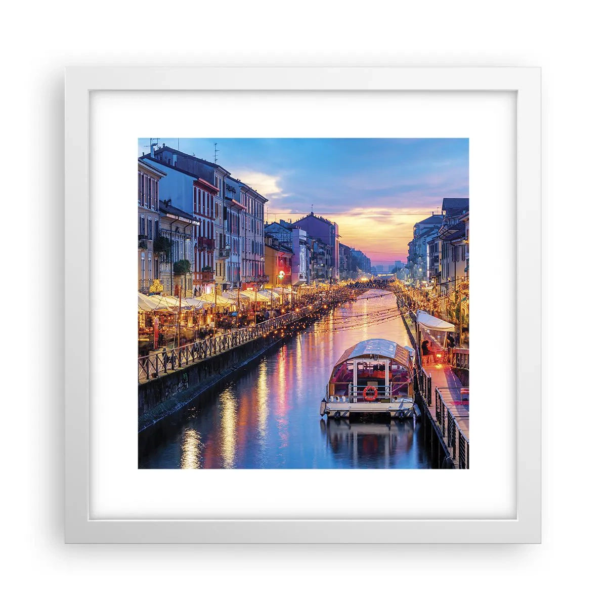 Póster en marco blanco - Una noche de luz y diversión - 30x30 cm