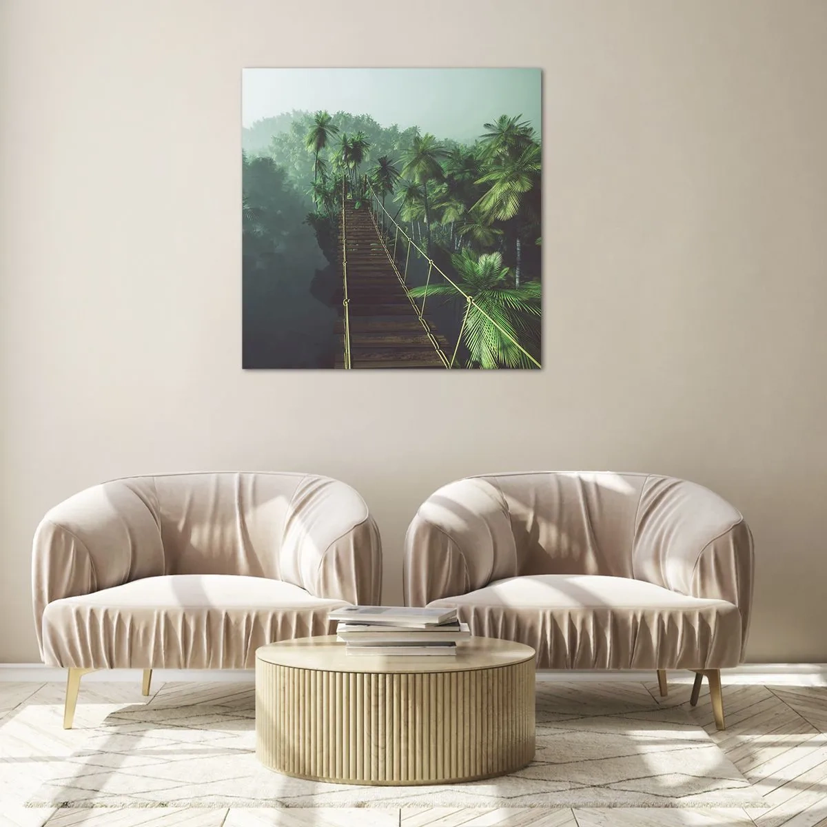 Cuadro sobre vidrio - Impresiones sobre Vidrio - Sobre un mar de verde - 40x40 cm