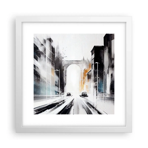 Póster en marco blanco - Estudio de la ciudad: arquitectura y movimiento - 30x30 cm
