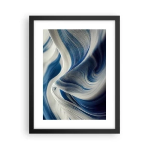 Póster en marco negro - Fluidez de azul y blanco - 30x40 cm
