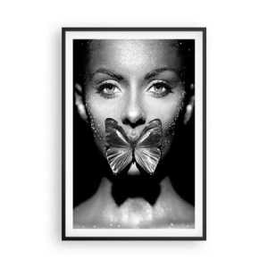 Póster en marco negro - Beso de mariposa - 61x91 cm