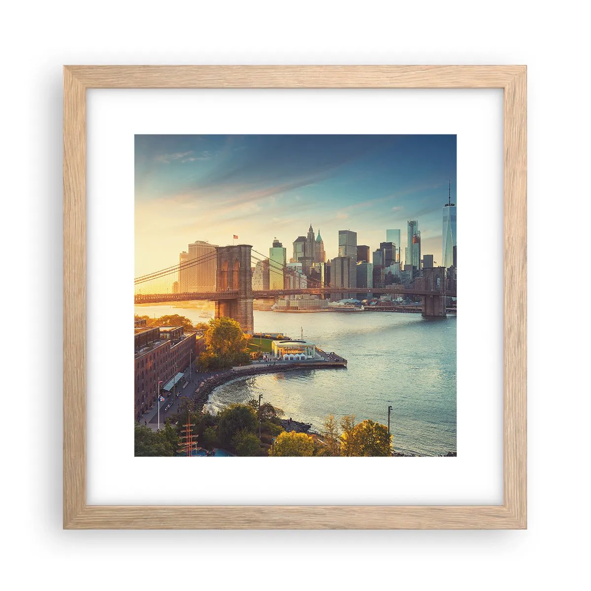 Póster en marco roble claro - El amanecer de la gran ciudad - 30x30 cm