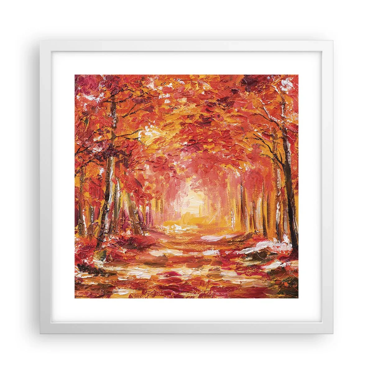 Póster en marco blanco - Bosque de cobre - 40x40 cm