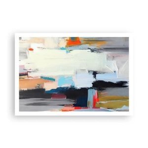 Póster - Abstracción colorida con pinceladas dinámicas. - 100x70cm - ¿Existe un método único? - Decoración de pared moderna para salón y dormitorio ARTTOR