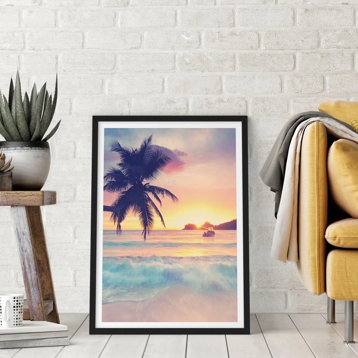 Póster en marco negro - Atardecer en la bahía - 40x50 cm