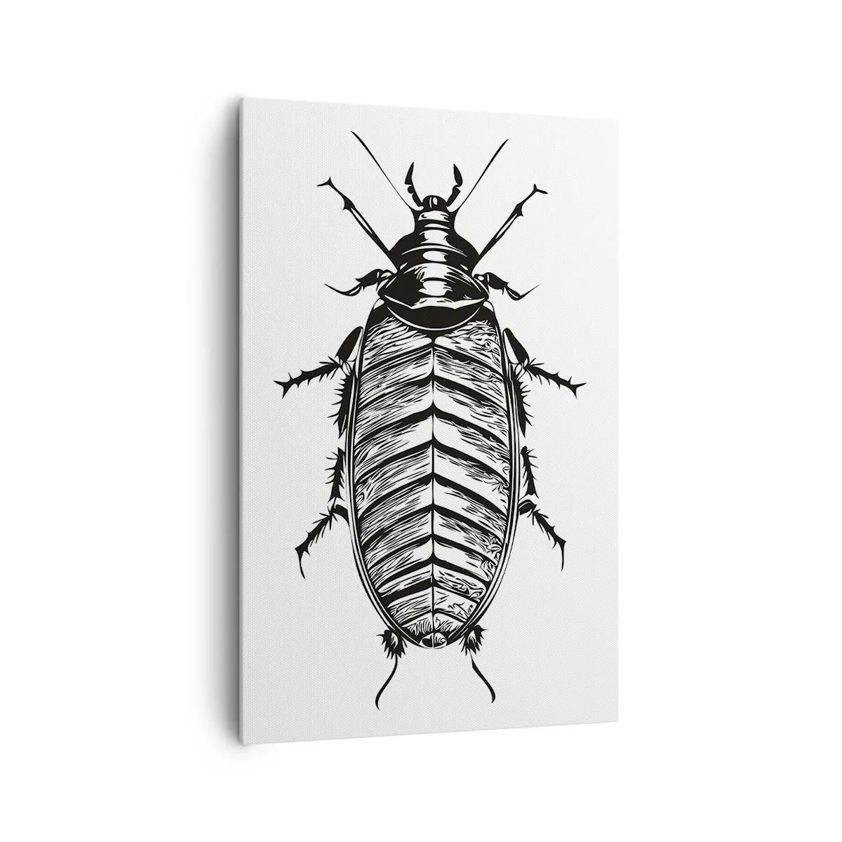 Cuadro sobre lienzo - Impresión de Imagen - Gráfico de un insecto en blanco y negro sobre un fondo blanco. - 80x120cm - ¡Qué espécimen! - Decoración de pared moderna para salón y dormitorio ARTTOR