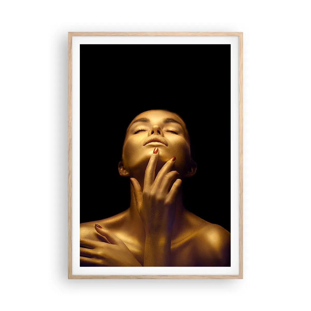 Póster en marco roble claro - Como seda dorada - 70x100 cm