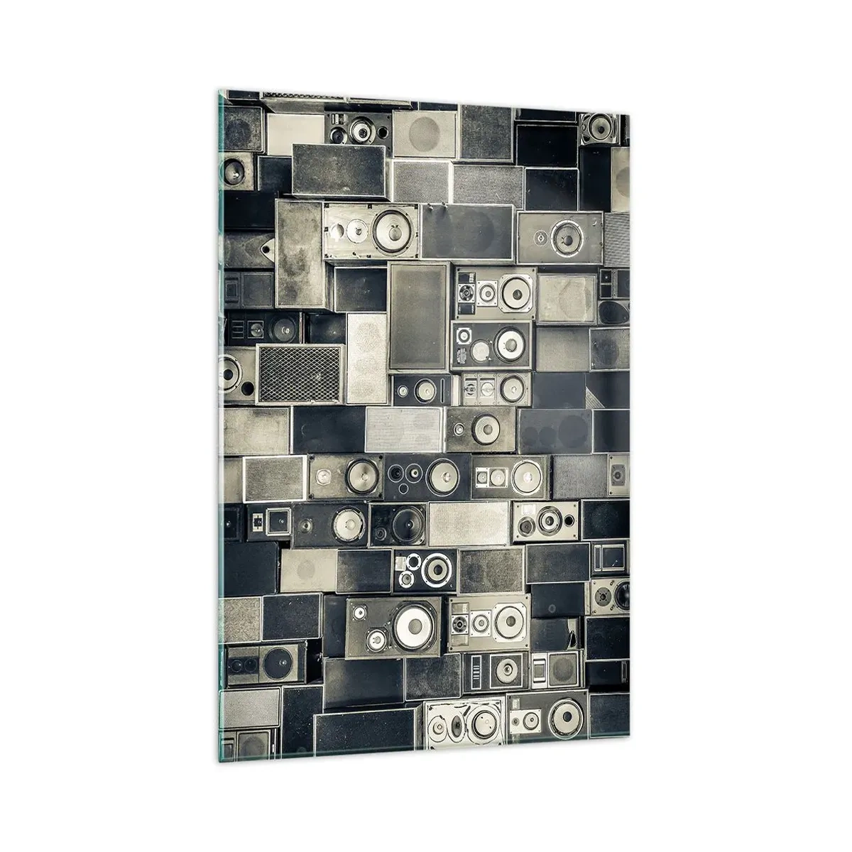 Cuadro sobre vidrio - Impresiones sobre Vidrio - Colección de altavoces de estilo retro - 80x120cm - Y todo fluye - Decoración de pared moderna para salón y dormitorio ARTTOR