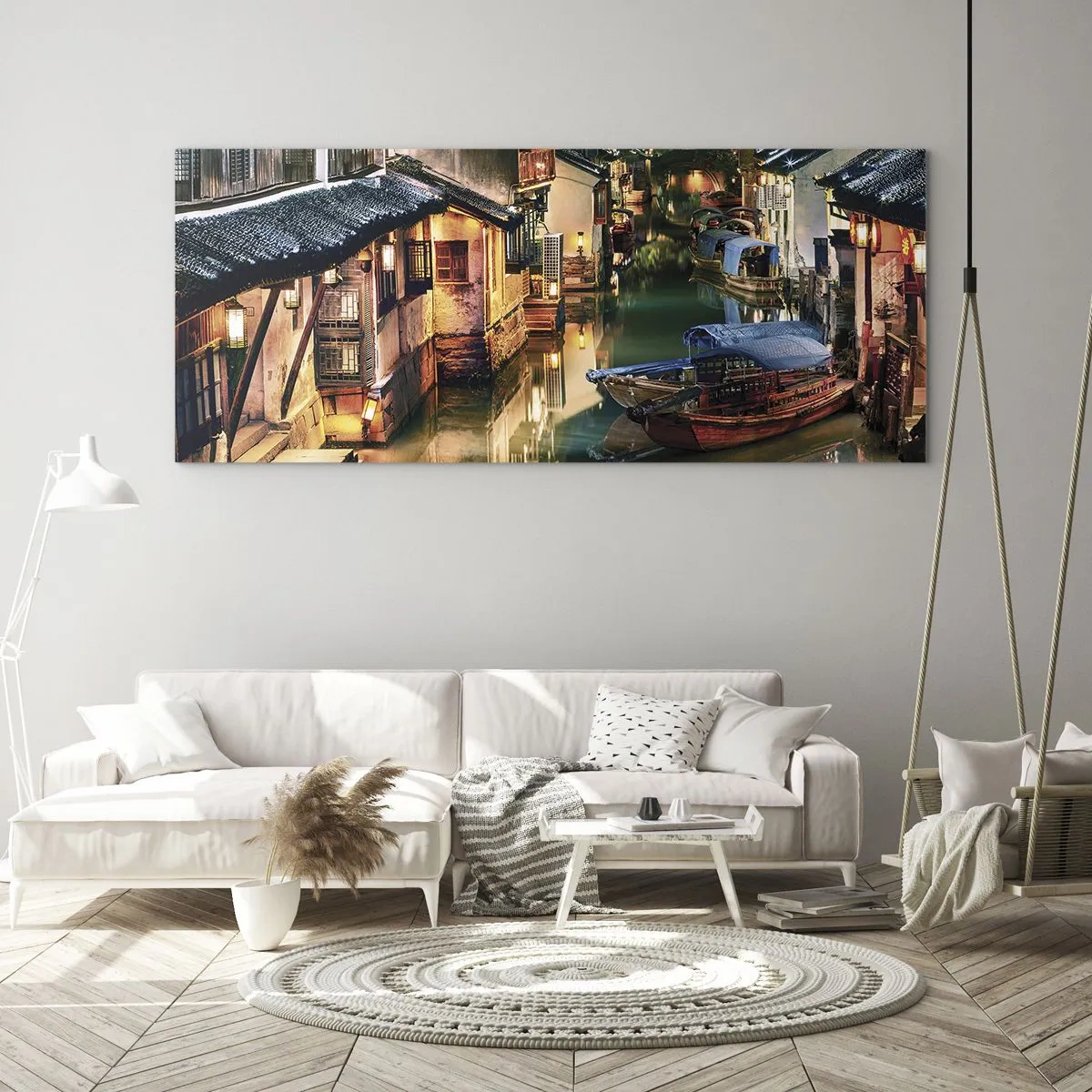 Cuadro sobre vidrio - Impresiones sobre Vidrio - Noche en una calle china - 100x40 cm