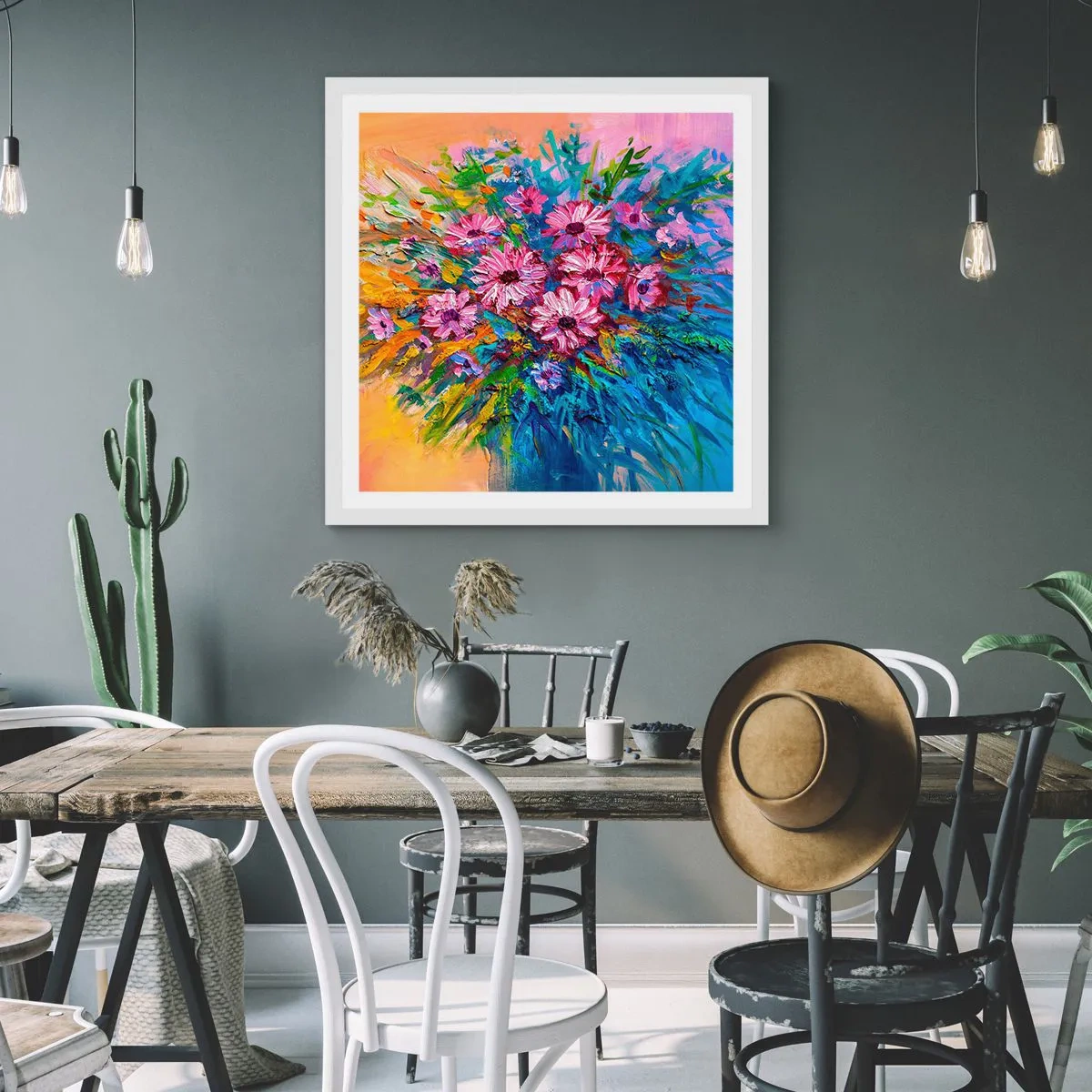 Póster en marco blanco - La energía de la vida - 40x40 cm