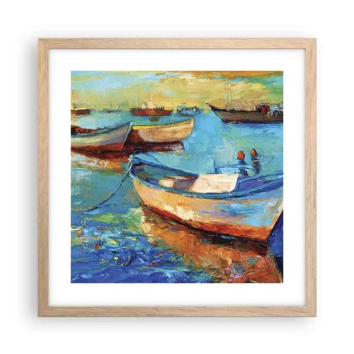 Póster en marco roble claro - En la bahía sur - 40x40 cm