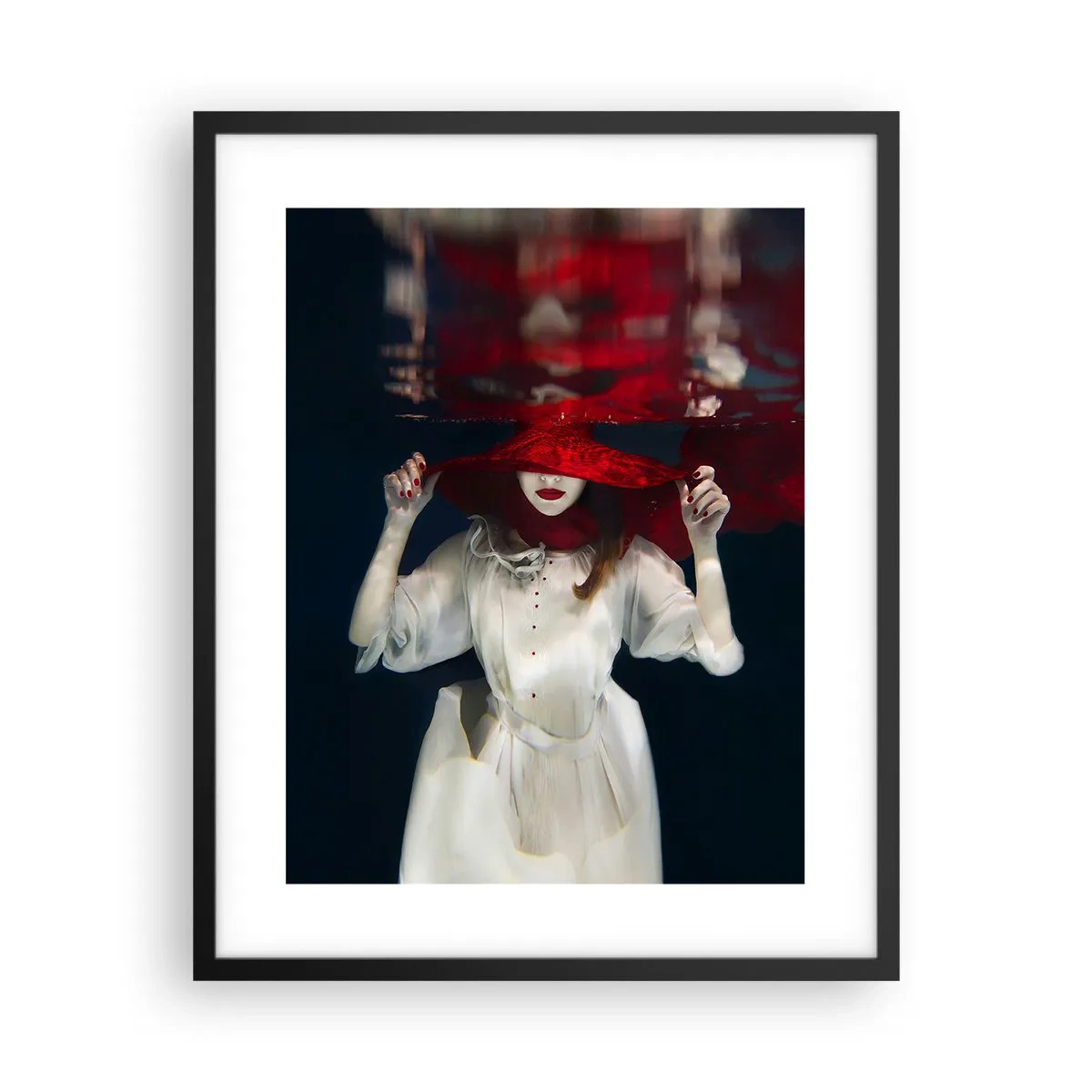 Póster en marco negro - Blanco y rojo - 40x50 cm