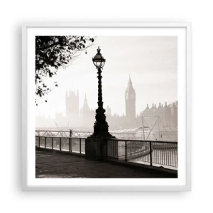 Póster en marco blanco - La mañana de Londres - 60x60 cm