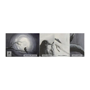 Muestra de fotomural Premium Canvas - La clave del misterio de la noche - Abstracción, Cuervo, Pájaro - 100x30 cm