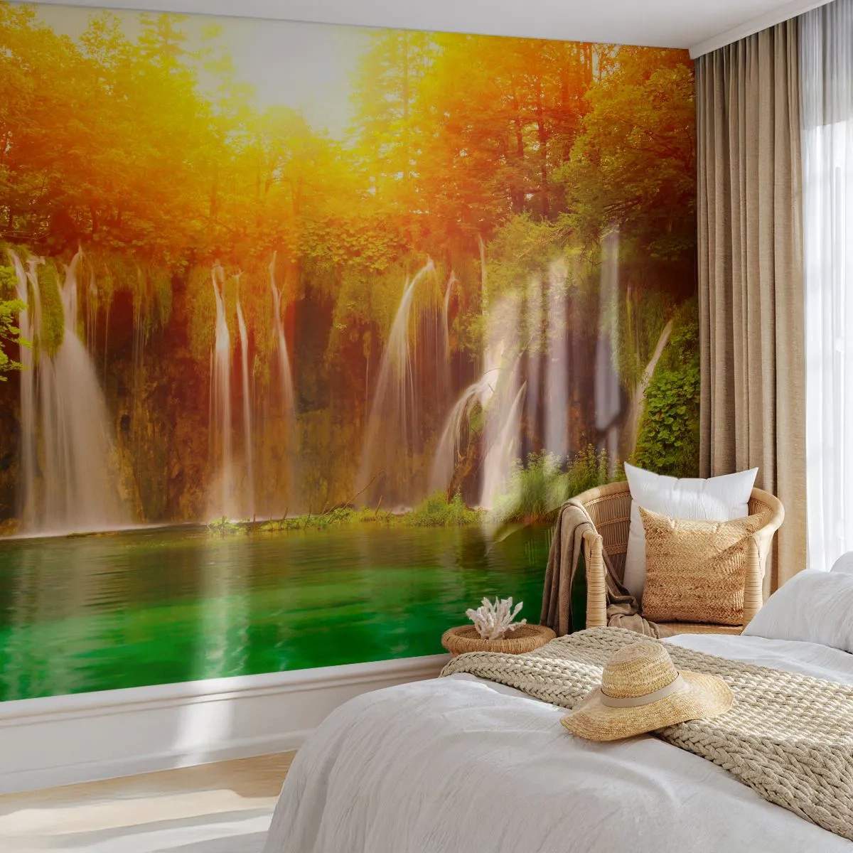 Fotomural Premium Canvas - Sol y sombra - Paisaje, Cascada, Croacia - 250x175 cm