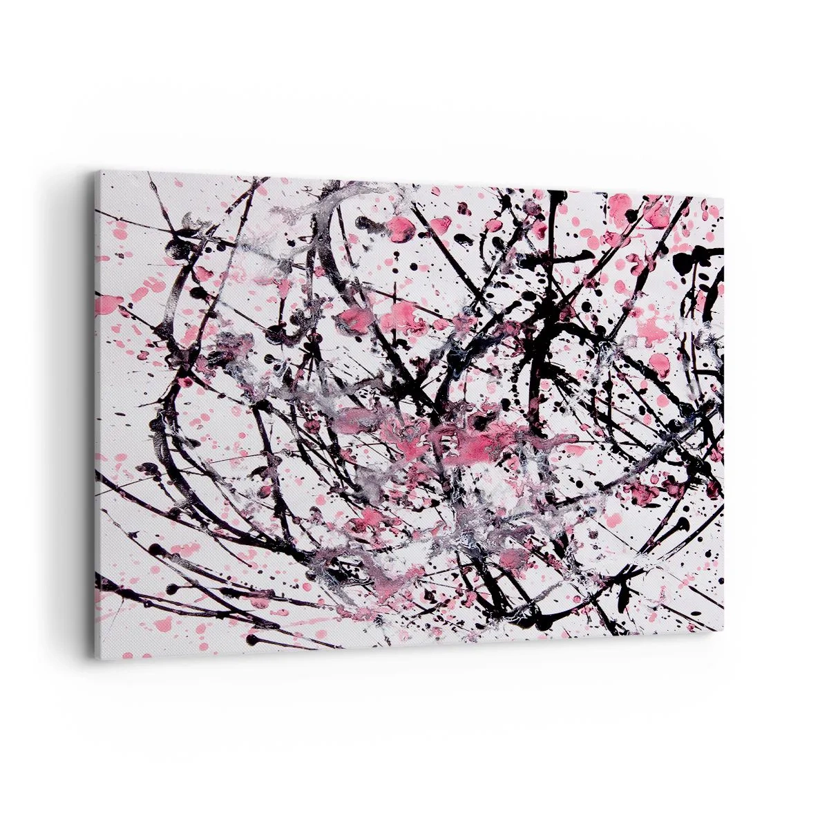 Cuadro sobre lienzo - Impresión de Imagen - Patrón abstracto en tonos rosa, negro y blanco. - 100x70cm - La fugacidad de la vida - Decoración de pared moderna para salón y dormitorio ARTTOR
