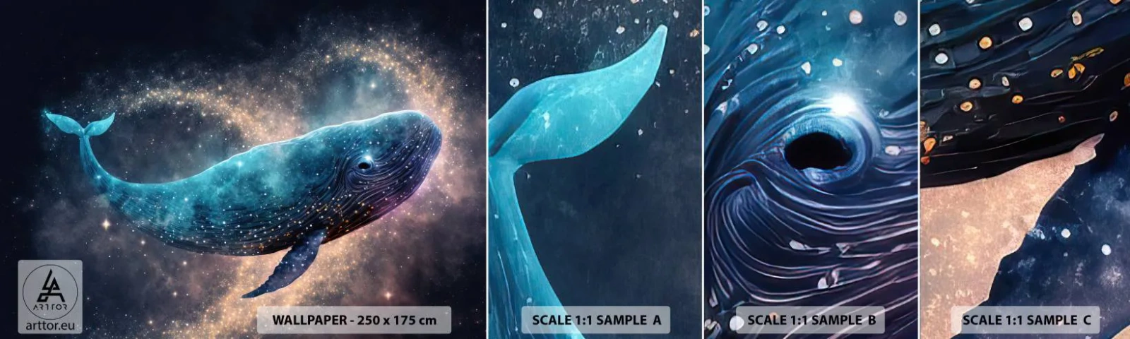 Muestra De Fotomural Standard Eco - Existe un mundo diferente - Ballena, magia, Fantástico - 100x30 cm