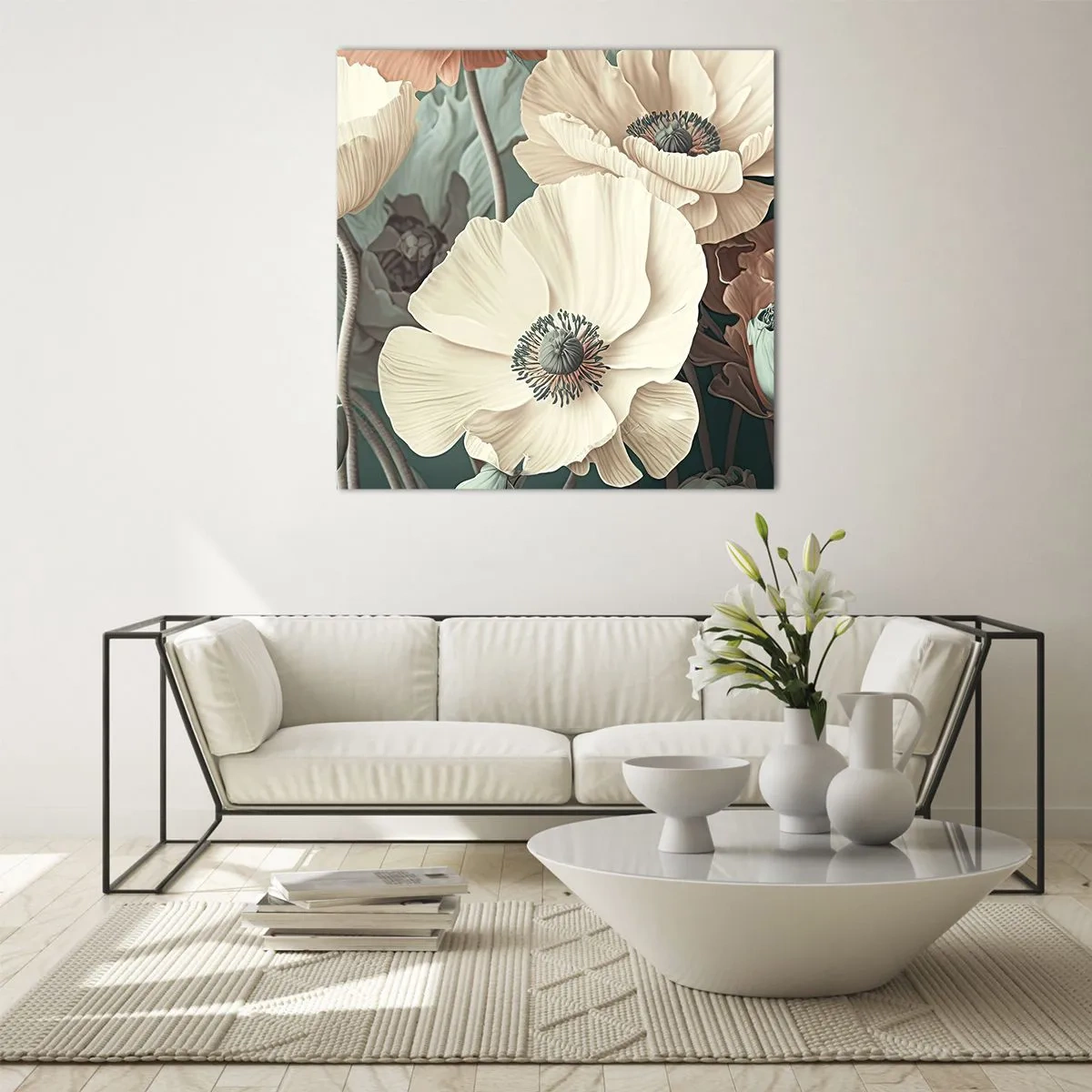 Cuadro sobre vidrio - Impresiones sobre Vidrio - Susurro de amapolas - 60x60 cm