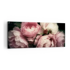 Cuadro sobre lienzo - Impresión de Imagen - Un ramo de rosas en delicados tonos rosa y blanco. - 120x50cm - El encanto de la belle époque - Decoración de pared moderna para salón y dormitorio ARTTOR