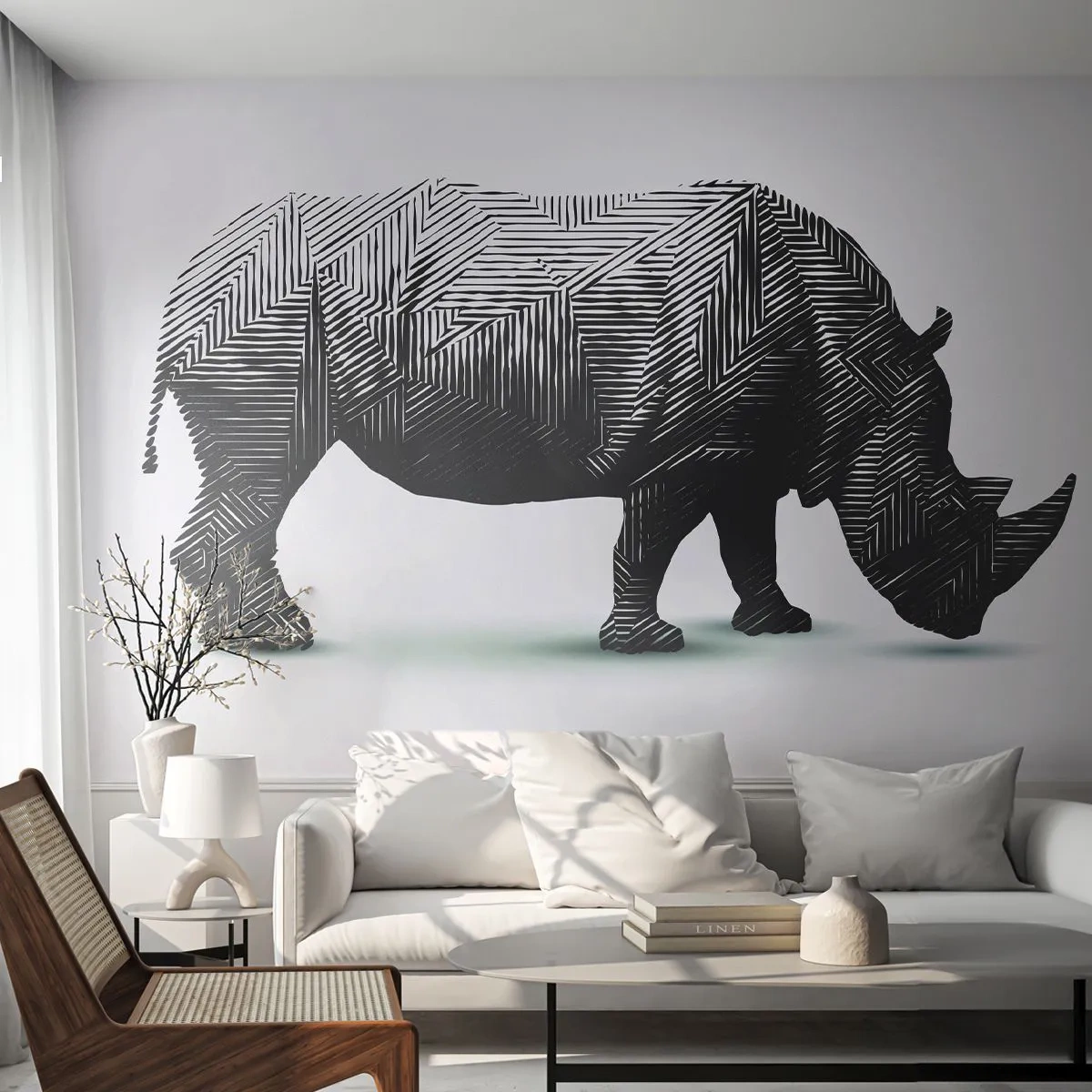 Fotomural Standard Eco - La belleza geométrica de la naturaleza - animales, Rinoceronte, Gráficos - 200x140 cm