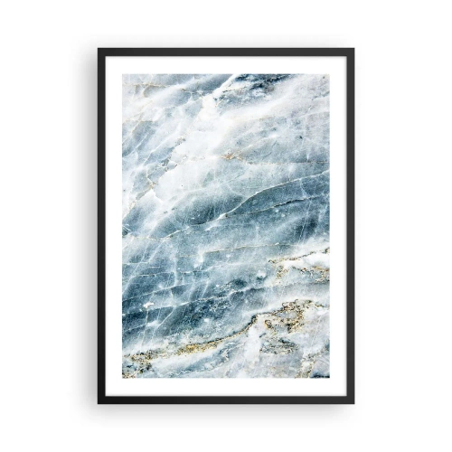 Póster en marco negro - Mármol azul con sutiles vetas doradas. - 50x70cm - El mundo de hielo - Decoración de pared moderna para salón y dormitorio ARTTOR