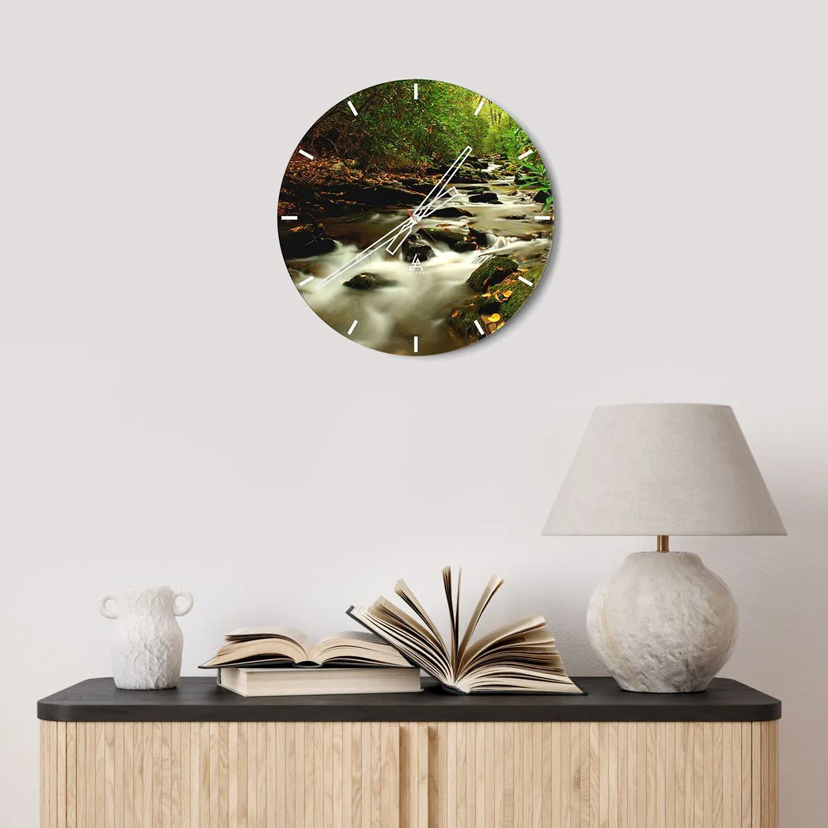 Reloj de pared - Reloj de vidrio - Como plata líquida - 30x30 cm