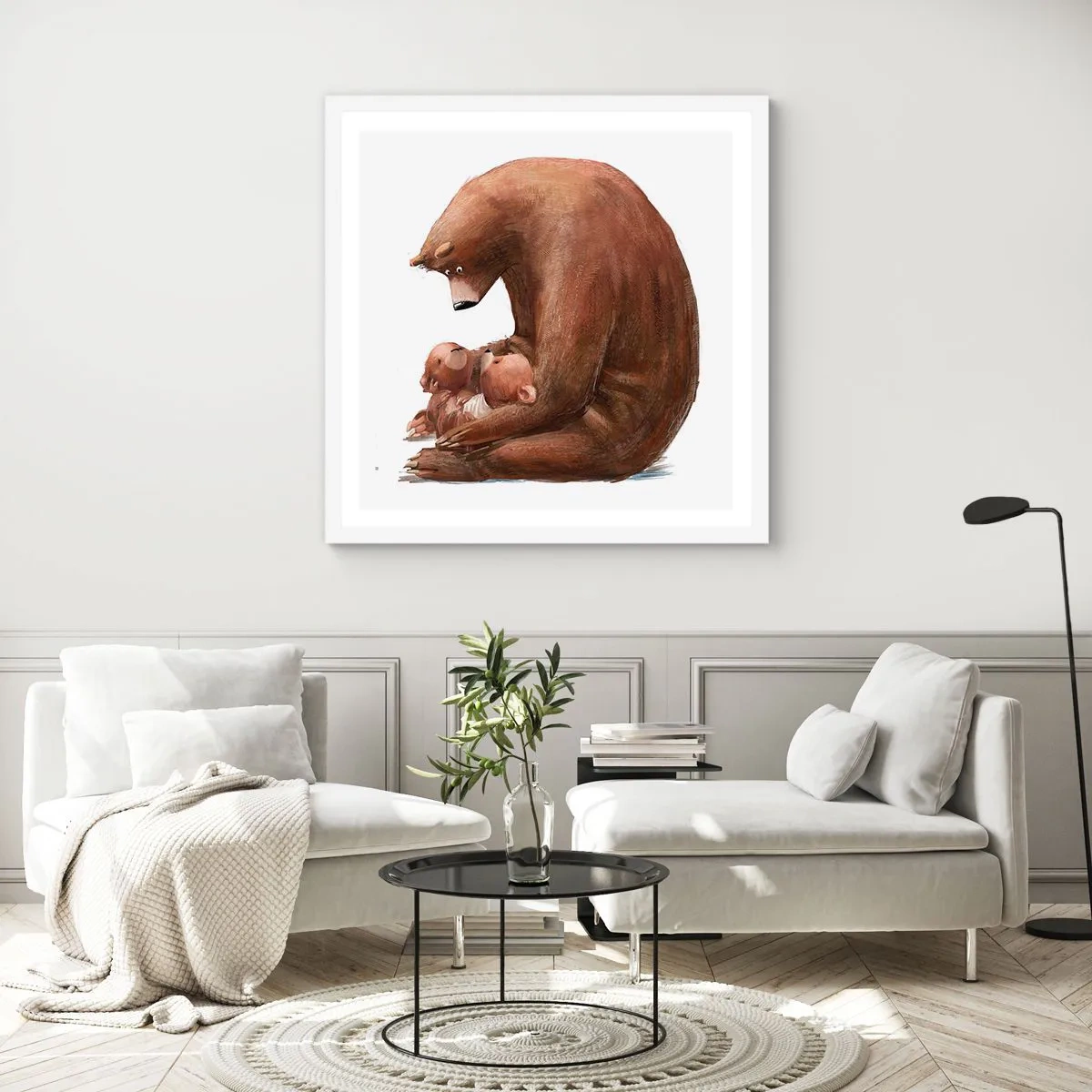 Póster en marco blanco - Dulces sueños, niños - 30x30 cm