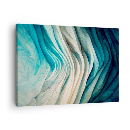 Cuadro sobre lienzo - Impresión de Imagen - Ondas dinámicas en tonos azules y blancos. - 70x50cm - Azul insaciable - Decoración de pared moderna para salón y dormitorio ARTTOR