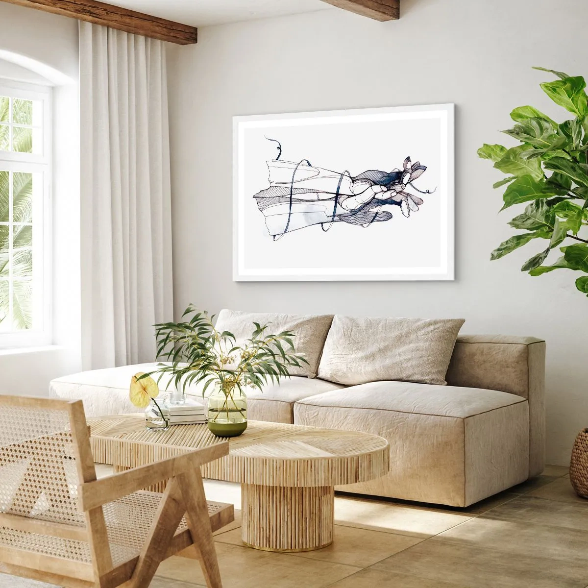 Póster en marco blanco - Un estudio sobre el contacto - 70x50 cm