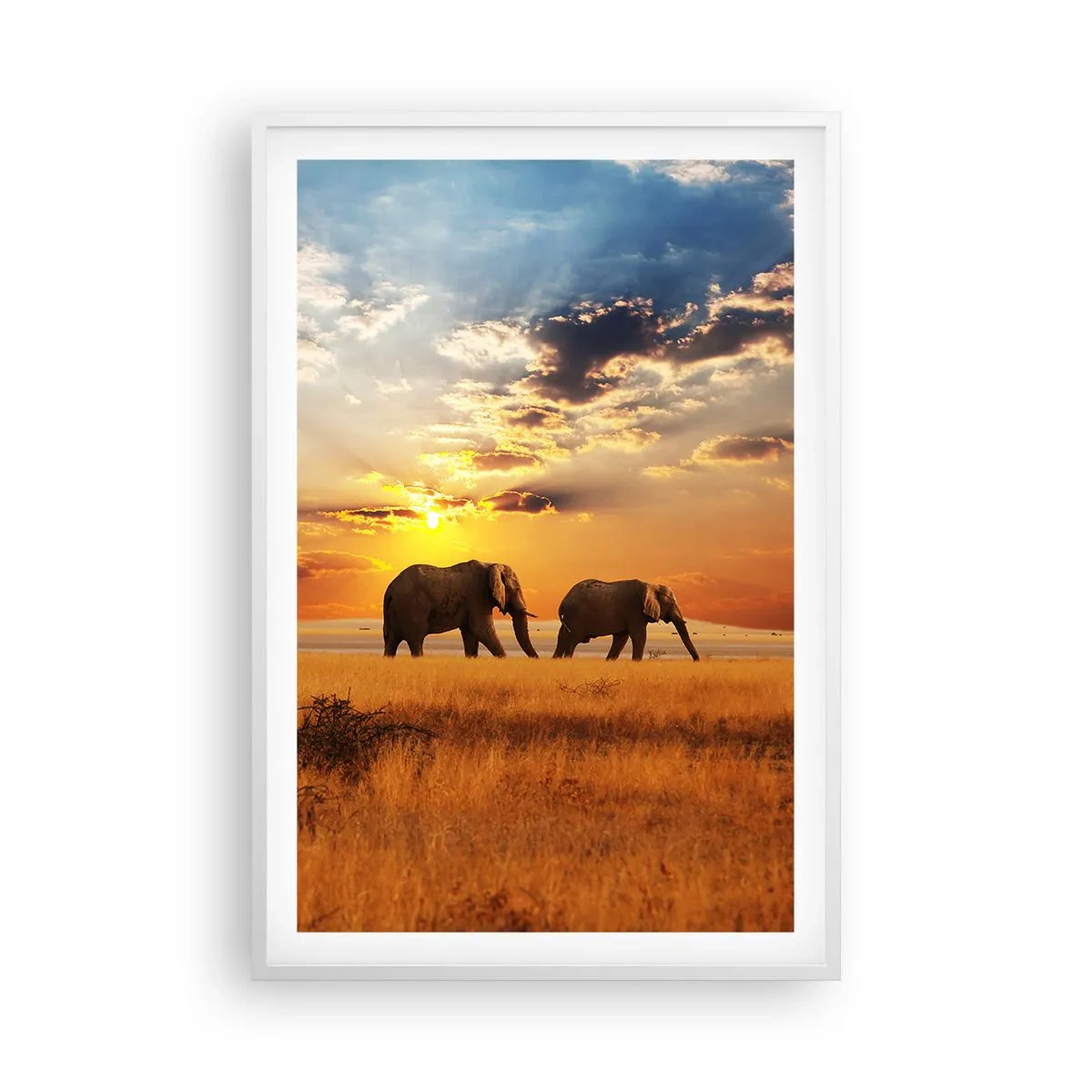 Póster en marco blanco - Un paseo en familia - 61x91 cm