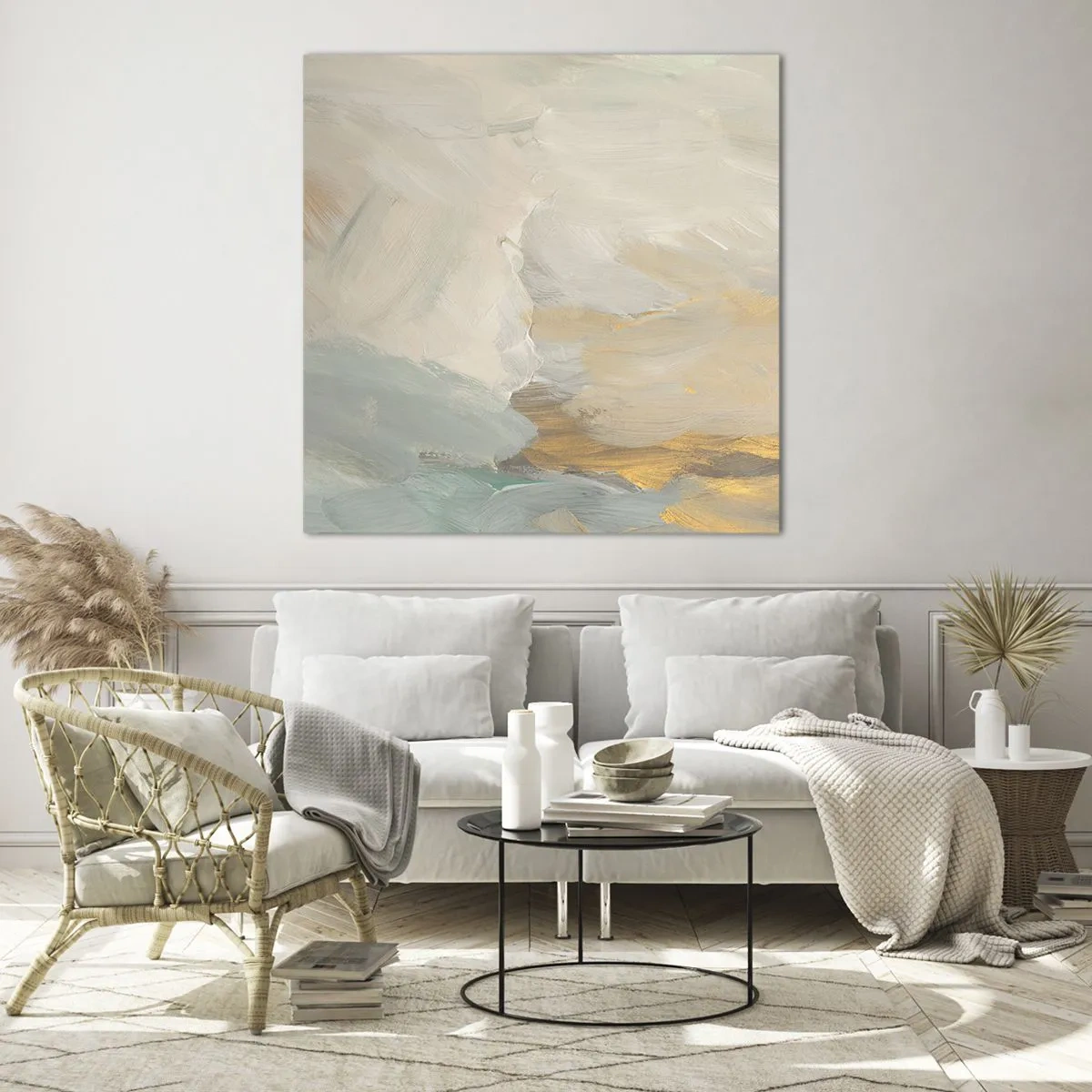 Cuadro sobre vidrio - Impresiones sobre Vidrio - Abstracción - una tierra de dulzura - 70x70 cm