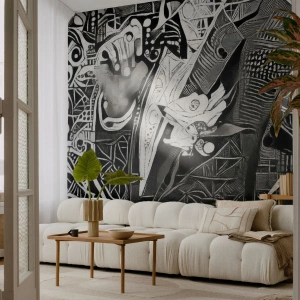 Fotomural personalizado Standard Eco - Solo un hombre aparentemente gris - Hombre, Cubismo, Moda