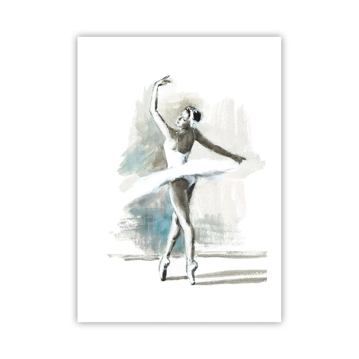 Póster - Una bailarina de ballet con un vestido blanco actuando - 50x70cm - Encantada por un cisne - Decoración de pared moderna para salón y dormitorio ARTTOR